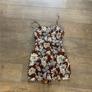 Cotton Candy Floral Mini Dress in Brown and Blue